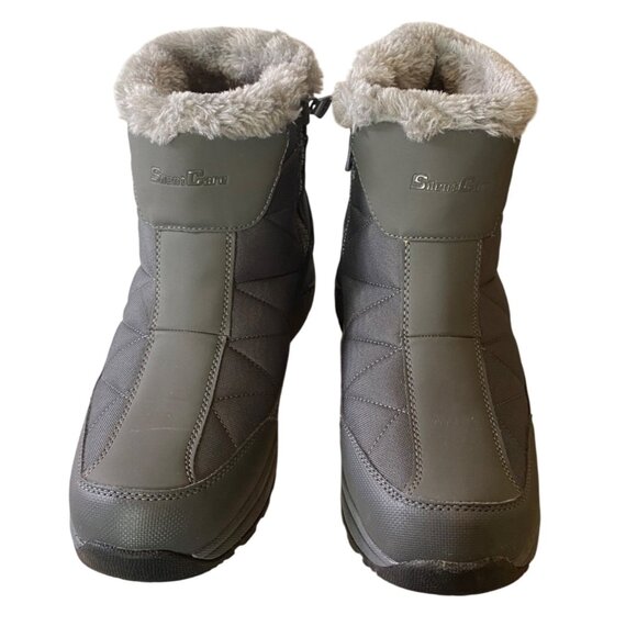 Silent Care Gray Ankle Boots Faux Fur Lining Anti Slip Lightweight Size 10 - Picture 4 of 9